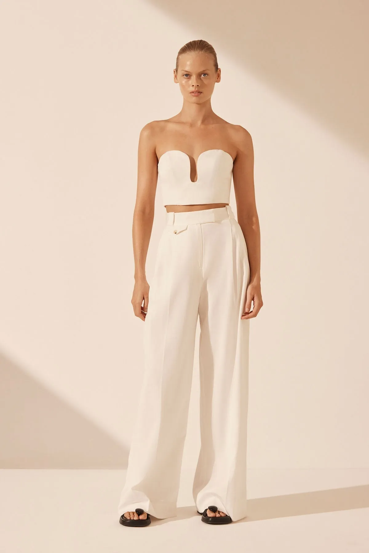 SARA TAILORED WIDE LEG PANT - COCONUT sold by Shona Joy