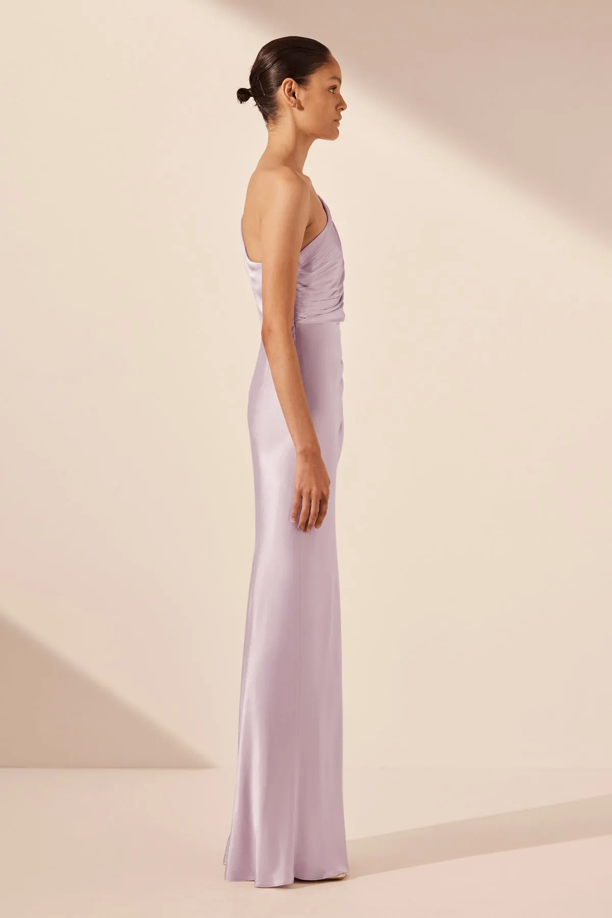 LA LUNE ASYMMETRICAL GATHERED MAXI DRESS - LILAC sold by Shona Joy product image thumbnail 4