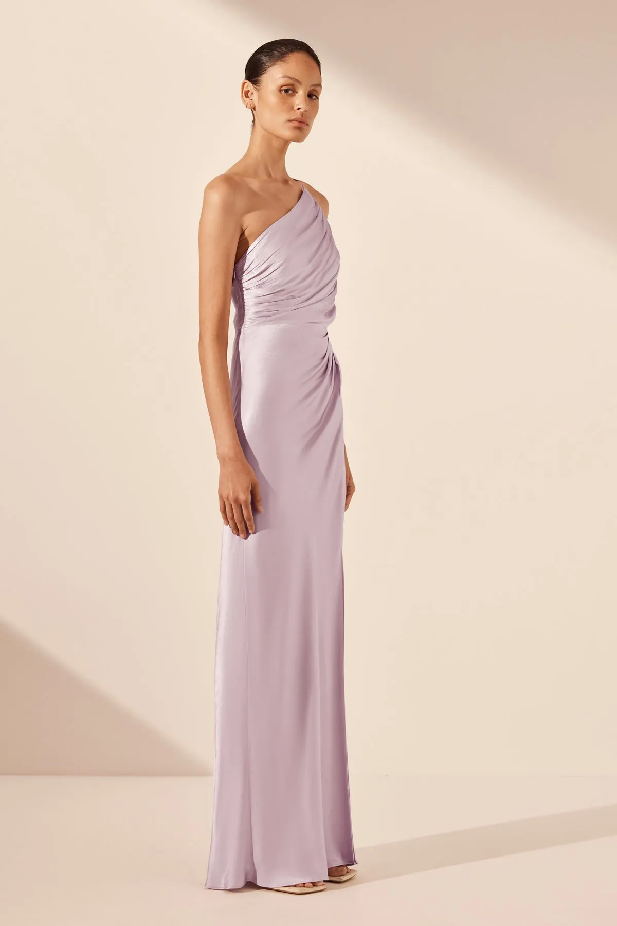LA LUNE ASYMMETRICAL GATHERED MAXI DRESS - LILAC sold by Shona Joy product image thumbnail 3