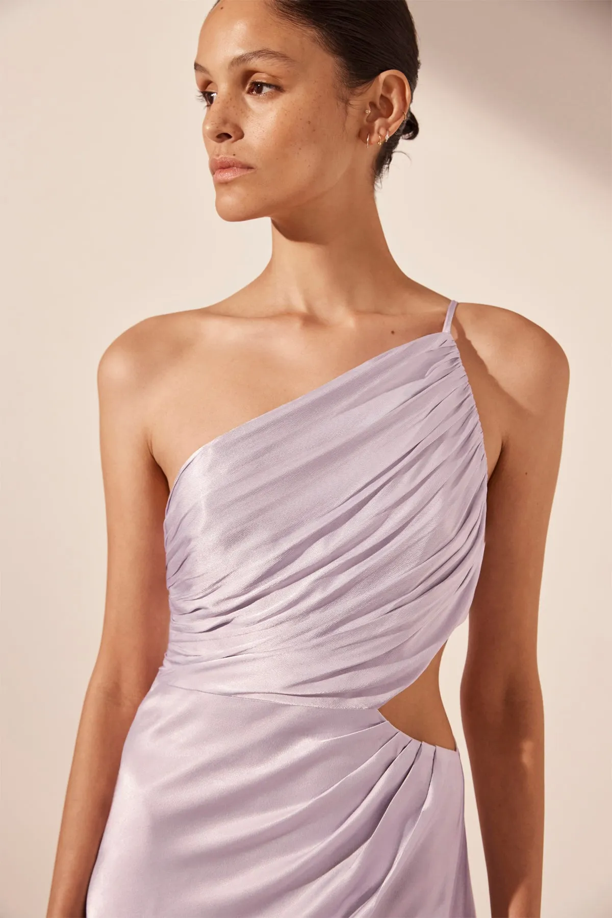 LA LUNE ASYMMETRICAL GATHERED MAXI DRESS - LILAC sold by Shona Joy product image thumbnail 2