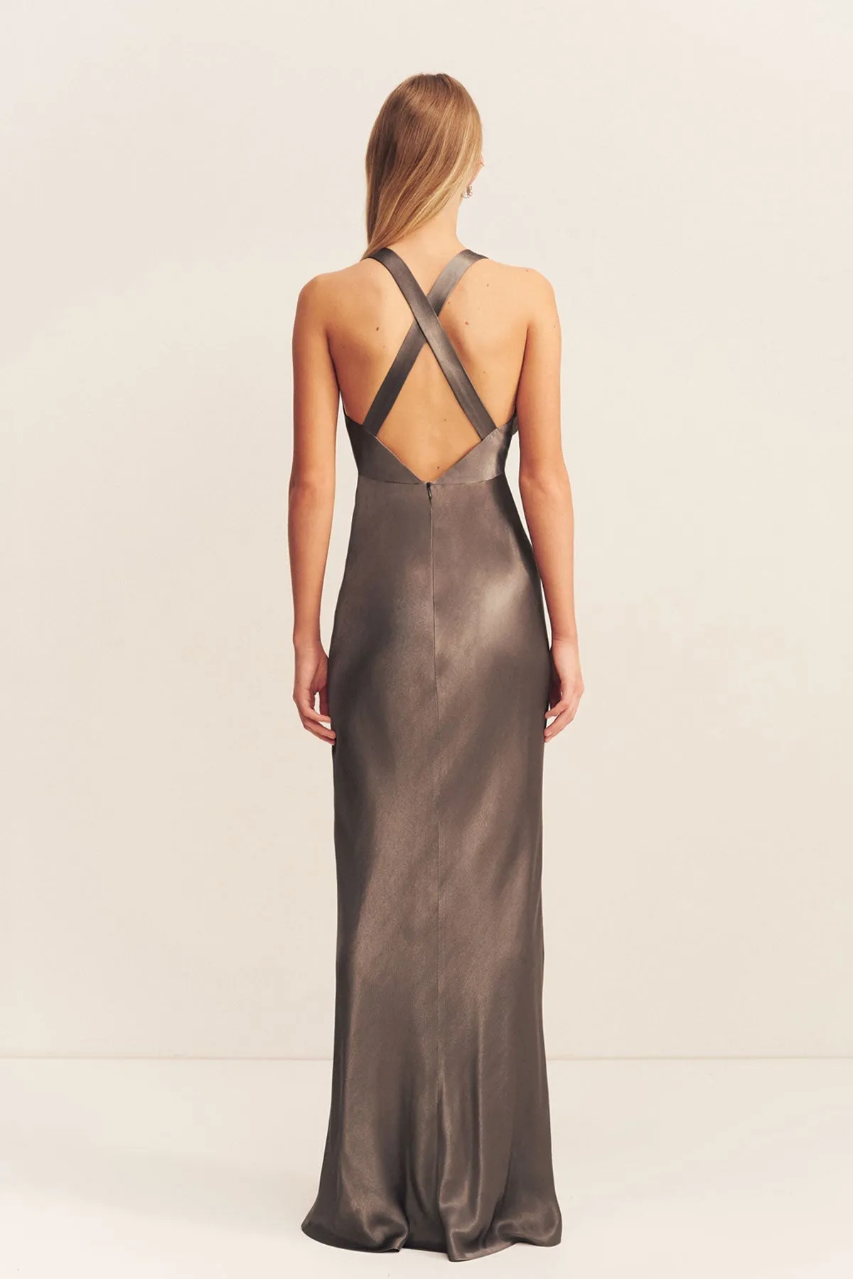 LA LUNE PLUNGED CROSS BACK MAXI DRESS - GRAPHITE sold by Shona Joy product image thumbnail 5
