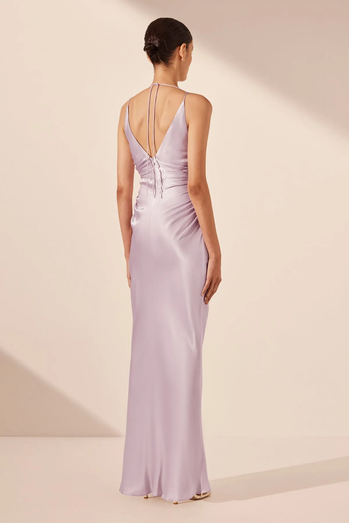 LA LUNE HIGH NECK RUCHED MAXI DRESS - LILAC sold by Shona Joy product image thumbnail 5