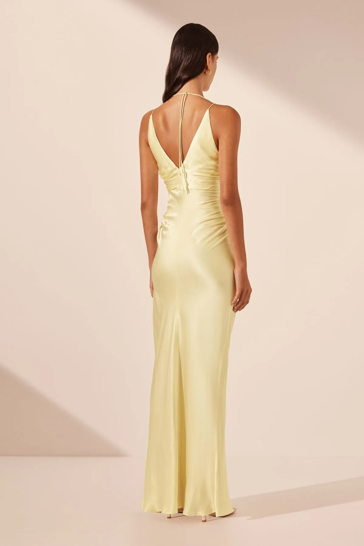 LA LUNE HIGH NECK RUCHED MAXI DRESS - LEMON sold by Shona Joy product image thumbnail 5