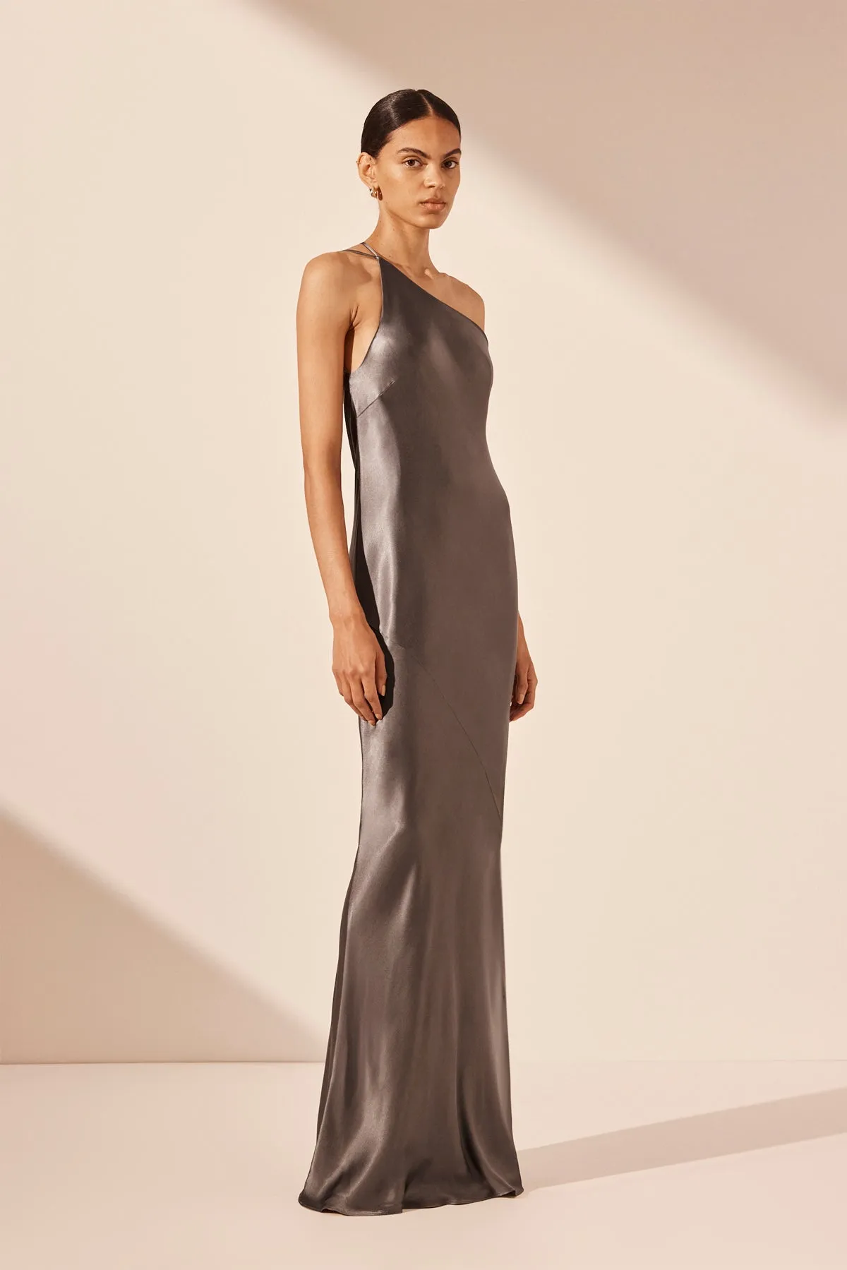 LA LUNE ONE SHOULDER COWL BACK MAXI DRESS - GRAPHITE sold by Shona Joy product image thumbnail 2