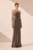 LA LUNE ONE SHOULDER COWL BACK MAXI DRESS - GRAPHITE sold by Shona Joy