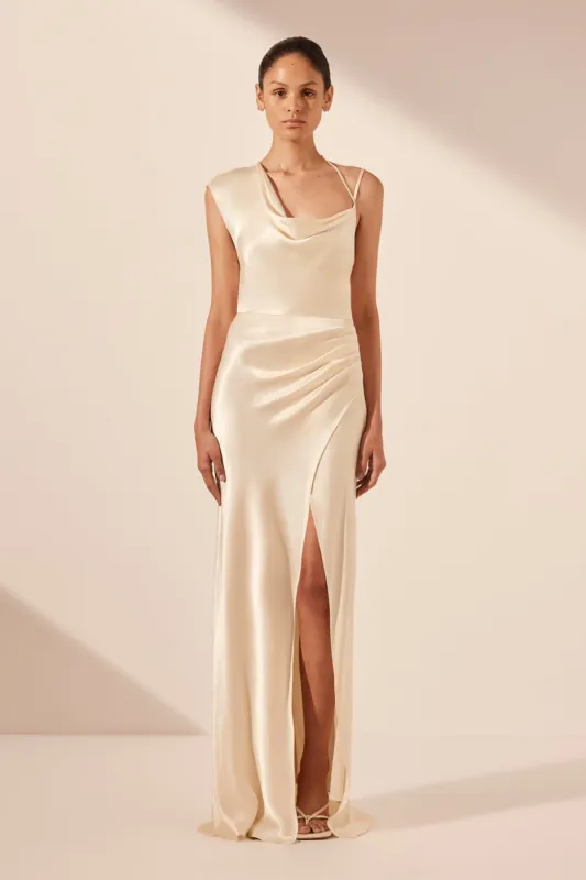 LA LUNE DRAPED MAXI DRESS - CREAM sold by Shona Joy
