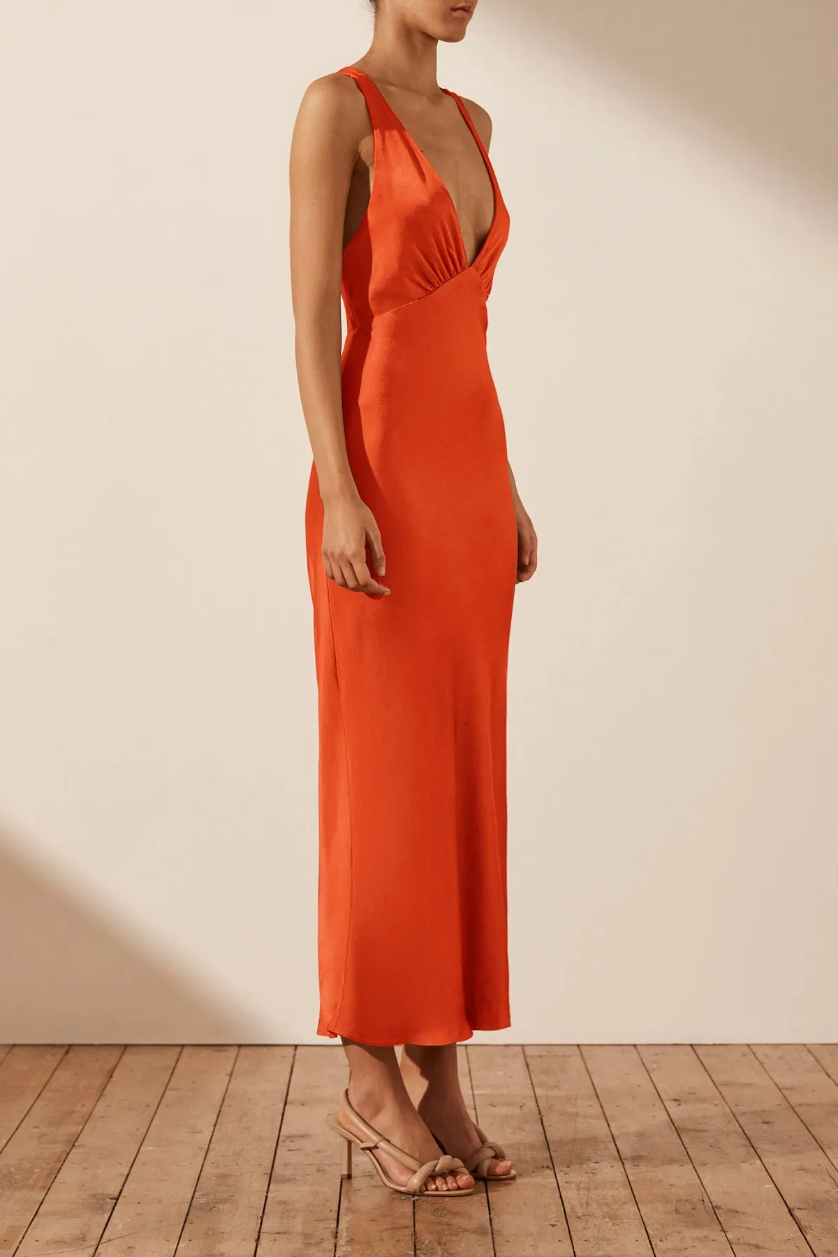 MILO PLUNGED CROSS BACK MIDI DRESS - HIBISCUS sold by Shona Joy product image thumbnail 2