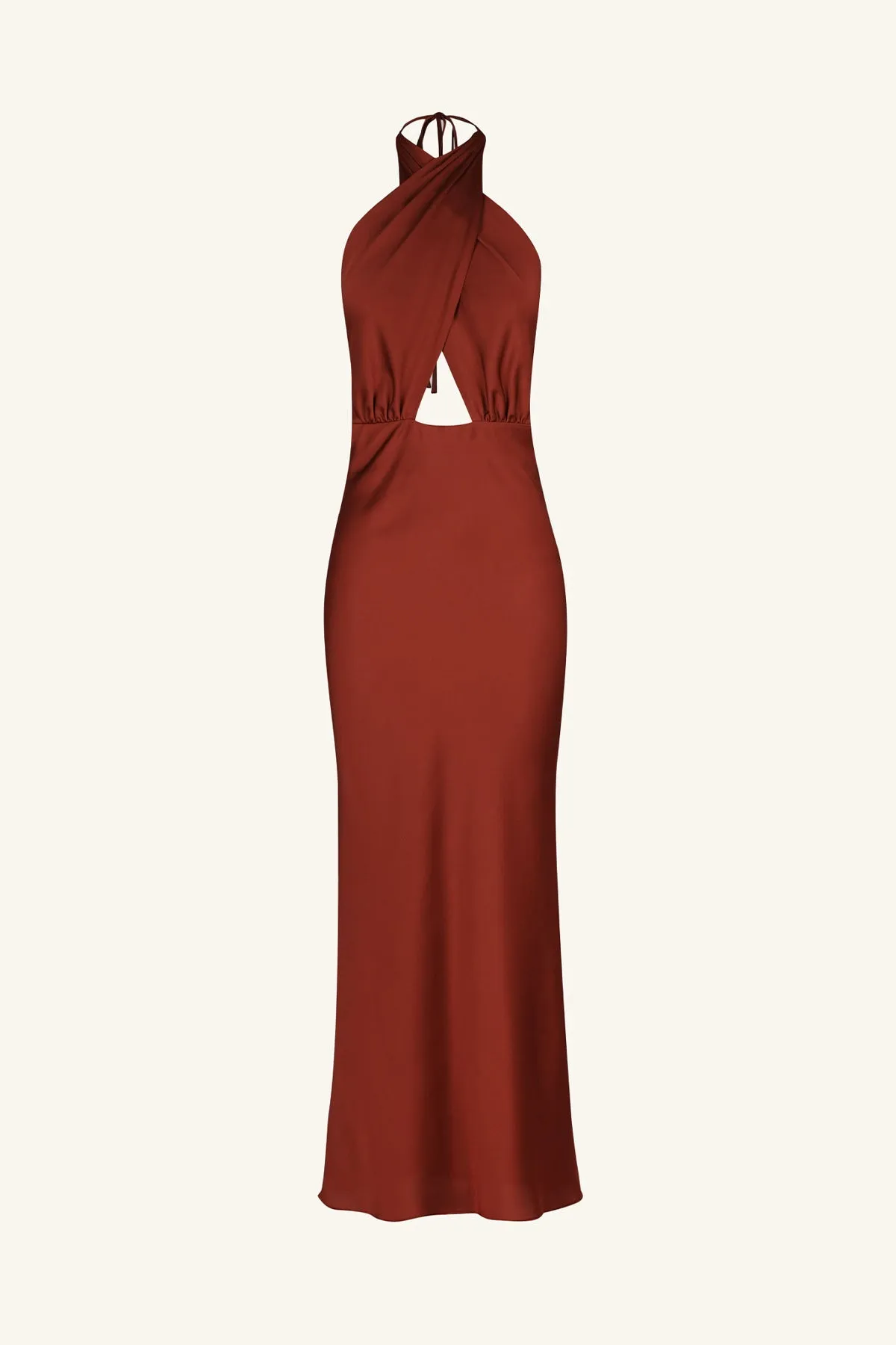 LUXE CROSS FRONT HALTER MIDI DRESS - SANGRIA sold by Shona Joy product image thumbnail 5