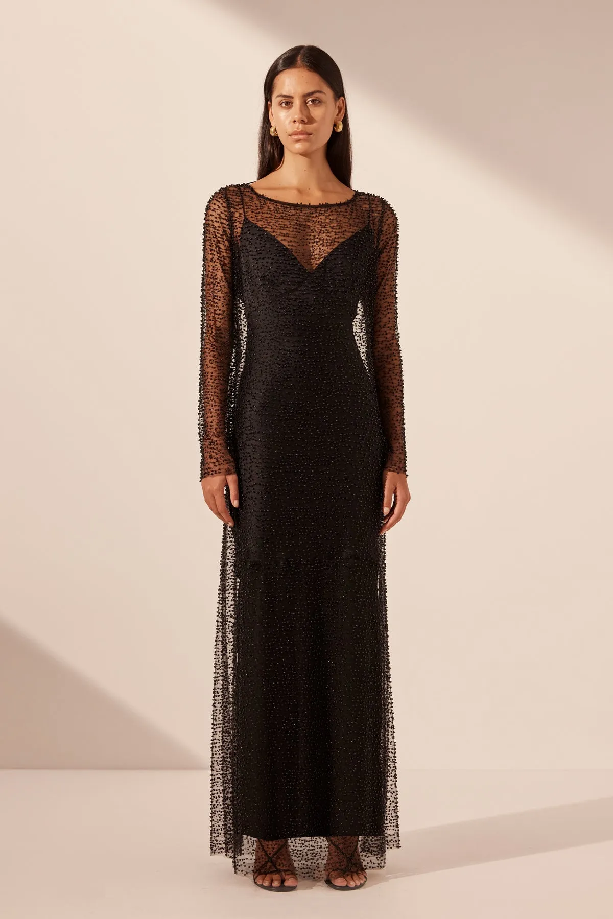 MONA COWL BACK MAXI DRESS - BLACK sold by Shona Joy