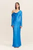 NORA ASYMMETRICAL LONG SLEEVE MAXI DRESS - AQUA sold by Shona Joy