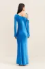 NORA ASYMMETRICAL LONG SLEEVE MAXI DRESS - AQUA sold by Shona Joy