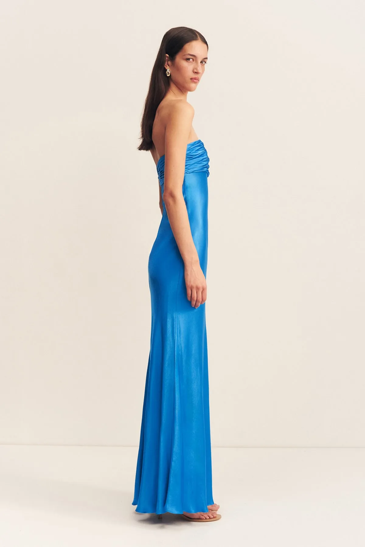 NORA STRAPLESS RUCHED BODICE MAXI DRESS - AQUA sold by Shona Joy product image thumbnail 4