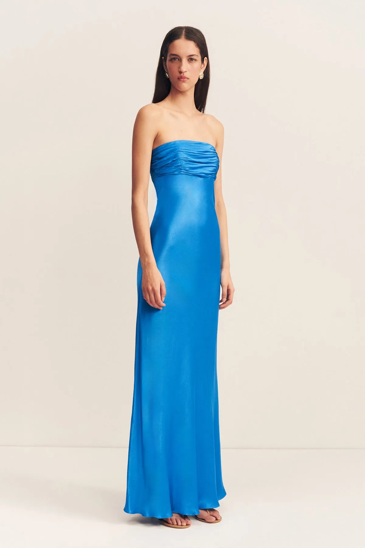 NORA STRAPLESS RUCHED BODICE MAXI DRESS - AQUA sold by Shona Joy product image thumbnail 3