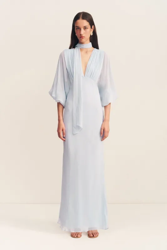 AMINA PLUNGE BALLOON SLEEVE MAXI DRESS - SKY sold by Shona Joy
