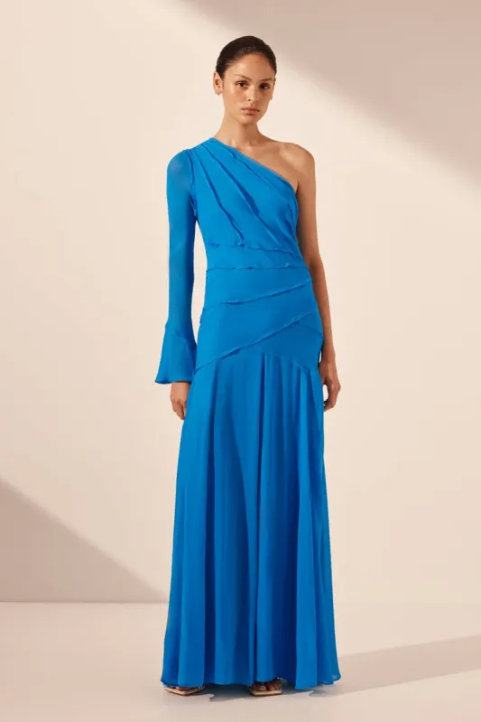 AMINA ASYMMETRICAL MAXI DRESS - AQUA sold by Shona Joy