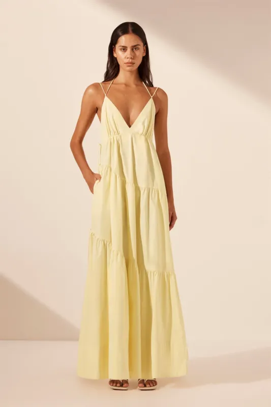 MAIORI TIERED MAXI DRESS - LEMON sold by Shona Joy