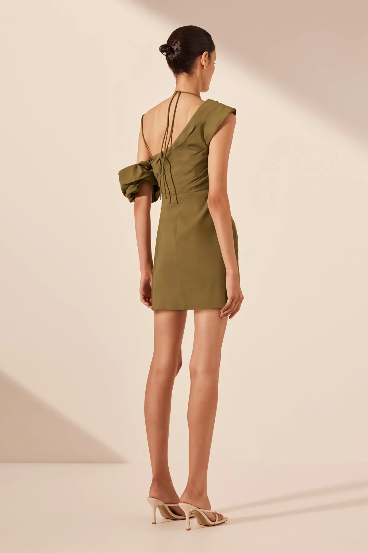 LANI ASYMMETRICAL DRAPED MINI DRESS - ARMY GREEN sold by Shona Joy product image thumbnail 4