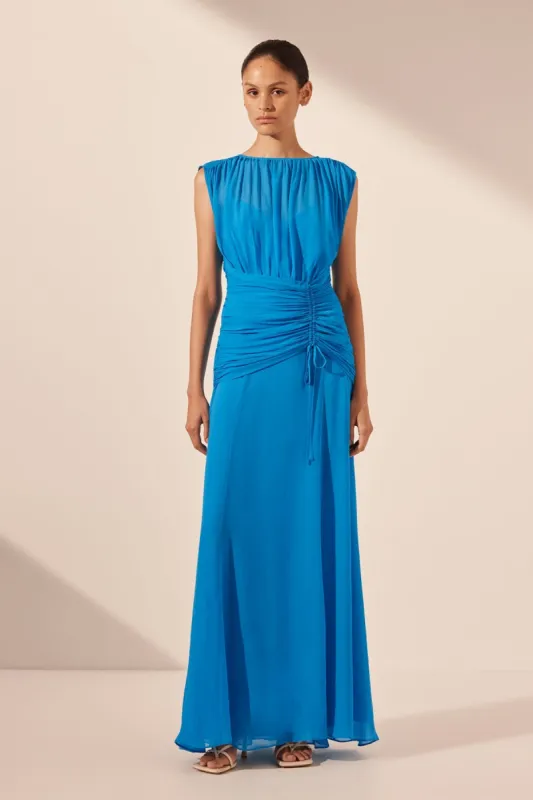 AMINA HIGH NECK MAXI DRESS - AQUA sold by Shona Joy