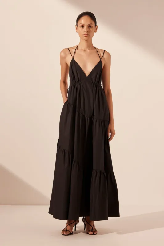 MAIORI TIERED MAXI DRESS - BLACK sold by Shona Joy