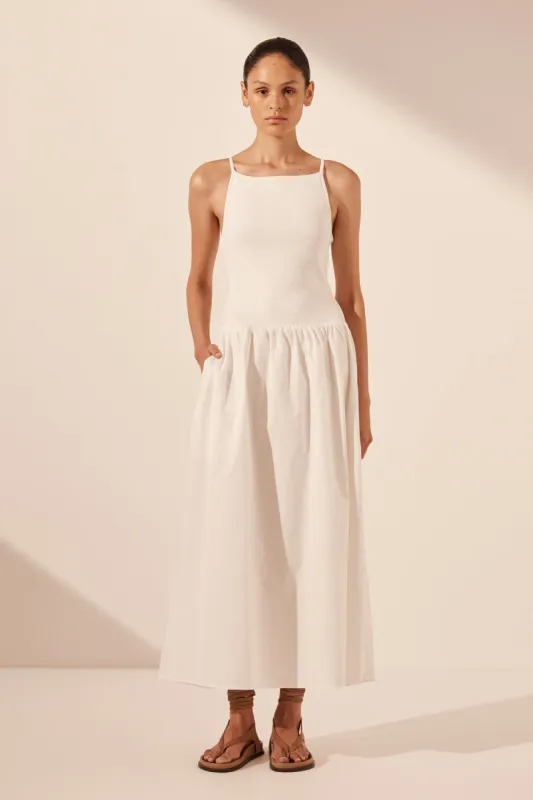 ALIAH HIGH NECK MIDI DRESS - IVORY sold by Shona Joy