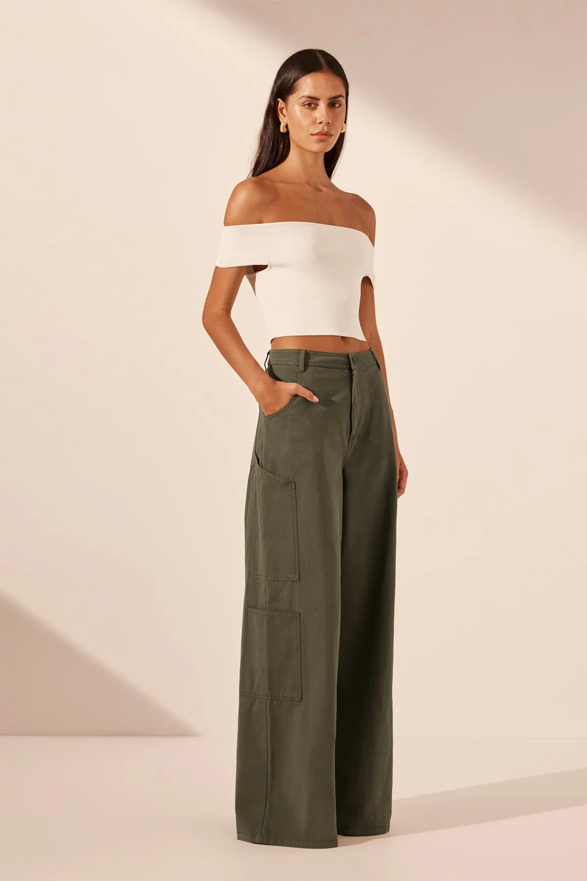 BASIC OFF SHOULDER TOP - IVORY sold by Shona Joy product image thumbnail 2