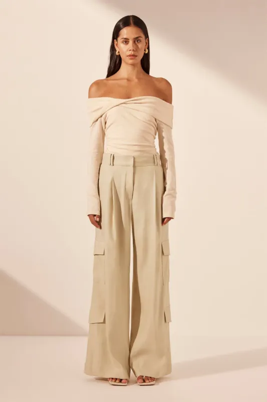 KASBAH SLOUCH CARGO PANT - OYSTER sold by Shona Joy