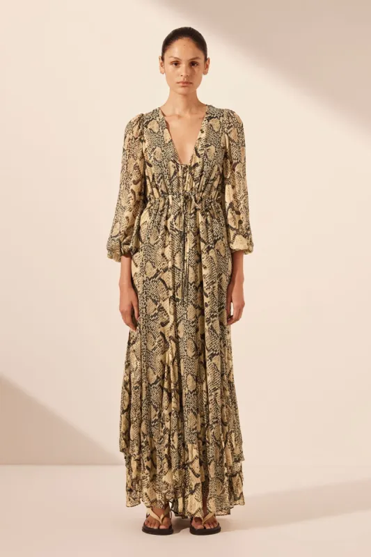 HADIYA LACE FRONT DRAWSTRING MAXI DRESS sold by Shona Joy