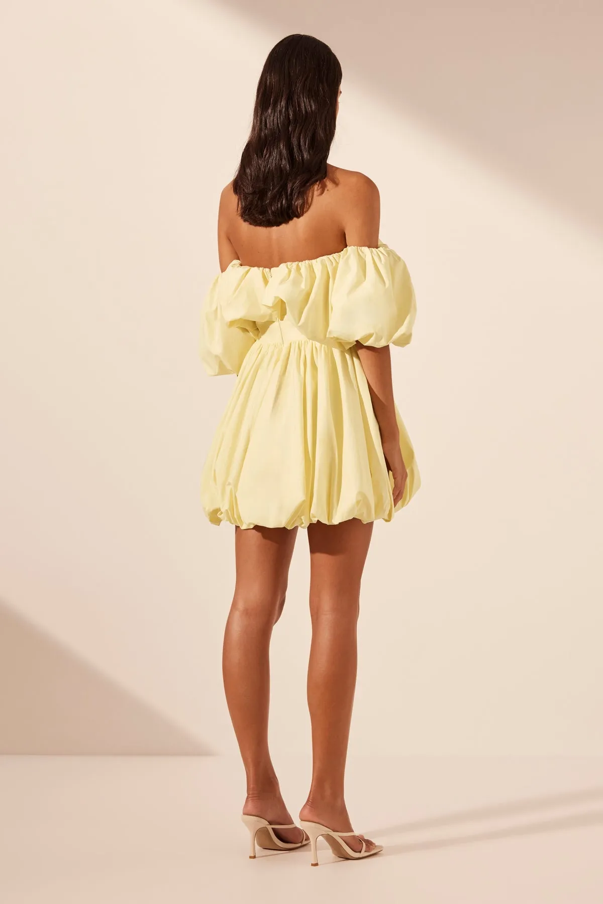 MAIORI OFF SHOULDER DRAPED BUBBLE MINI DRESS - LEMON sold by Shona Joy product image thumbnail 5