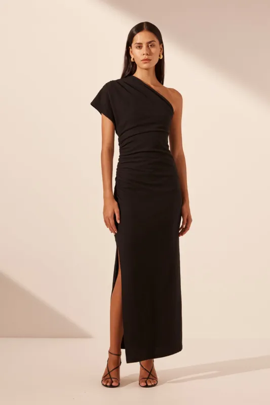 BEAU ASYMMETRICAL MIDI DRESS - BLACK sold by Shona Joy