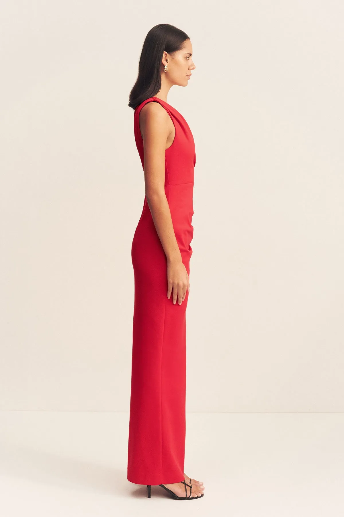 LANI ASYMMETRICAL GATHERED MAXI DRESS - CHILLI sold by Shona Joy product image thumbnail 4