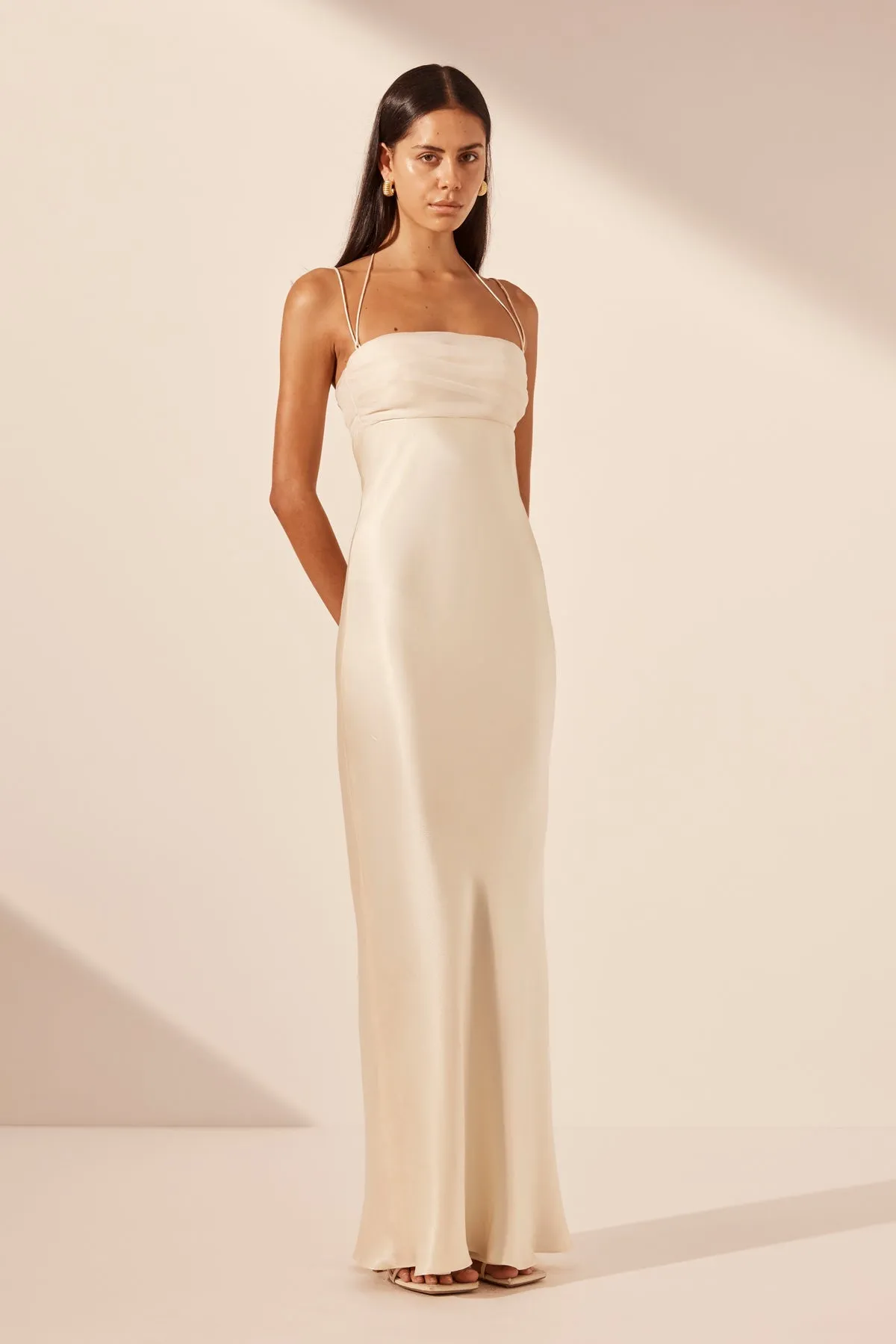 LA LUNE RUCHED TIE MAXI DRESS - CREAM sold by Shona Joy product image thumbnail 2