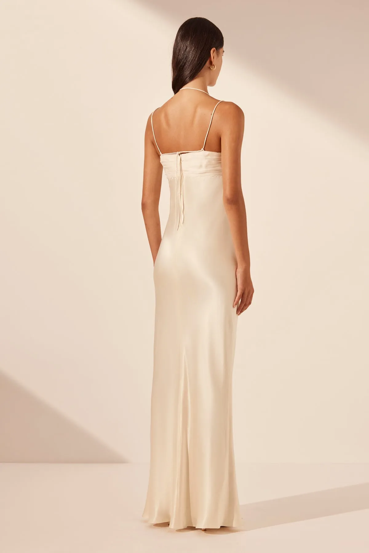LA LUNE RUCHED TIE MAXI DRESS - CREAM sold by Shona Joy product image thumbnail 4