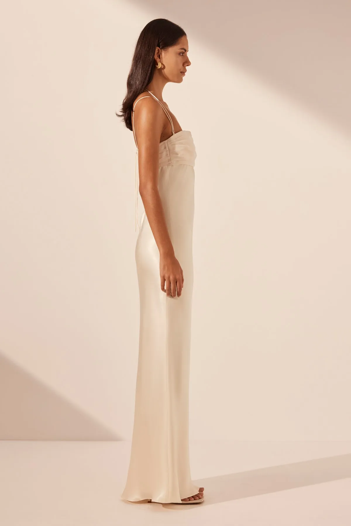 LA LUNE RUCHED TIE MAXI DRESS - CREAM sold by Shona Joy product image thumbnail 3