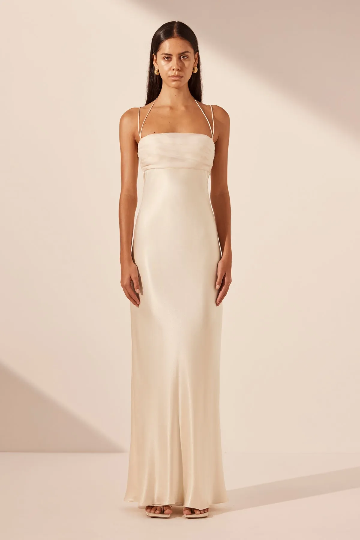 LA LUNE RUCHED TIE MAXI DRESS - CREAM sold by Shona Joy