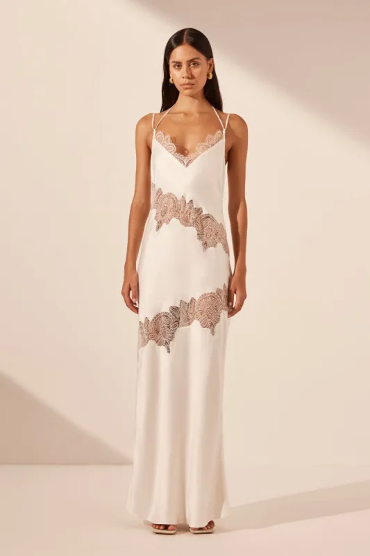 STRATUS LACE PANELLED MAXI DRESS - IVORY sold by Shona Joy