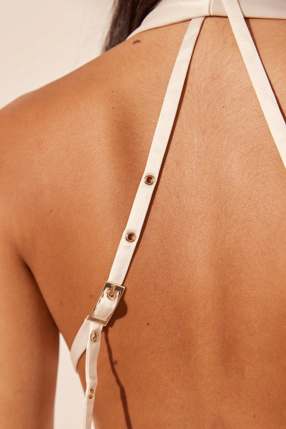 SAVANNA HALTER OPEN BACK MAXI DRESS - PEARL sold by Shona Joy product image thumbnail 4