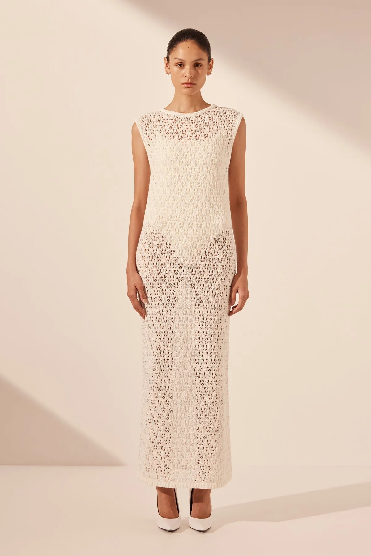 EMILIO ROUND NECK MIDI DRESS - RICE sold by Shona Joy