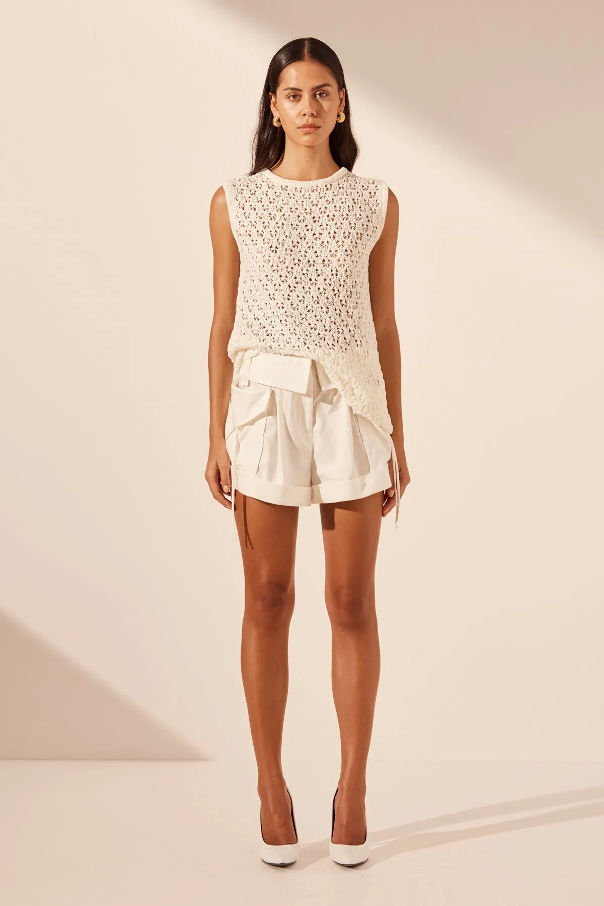 EMILIO ROUND NECK TANK - RICE sold by Shona Joy