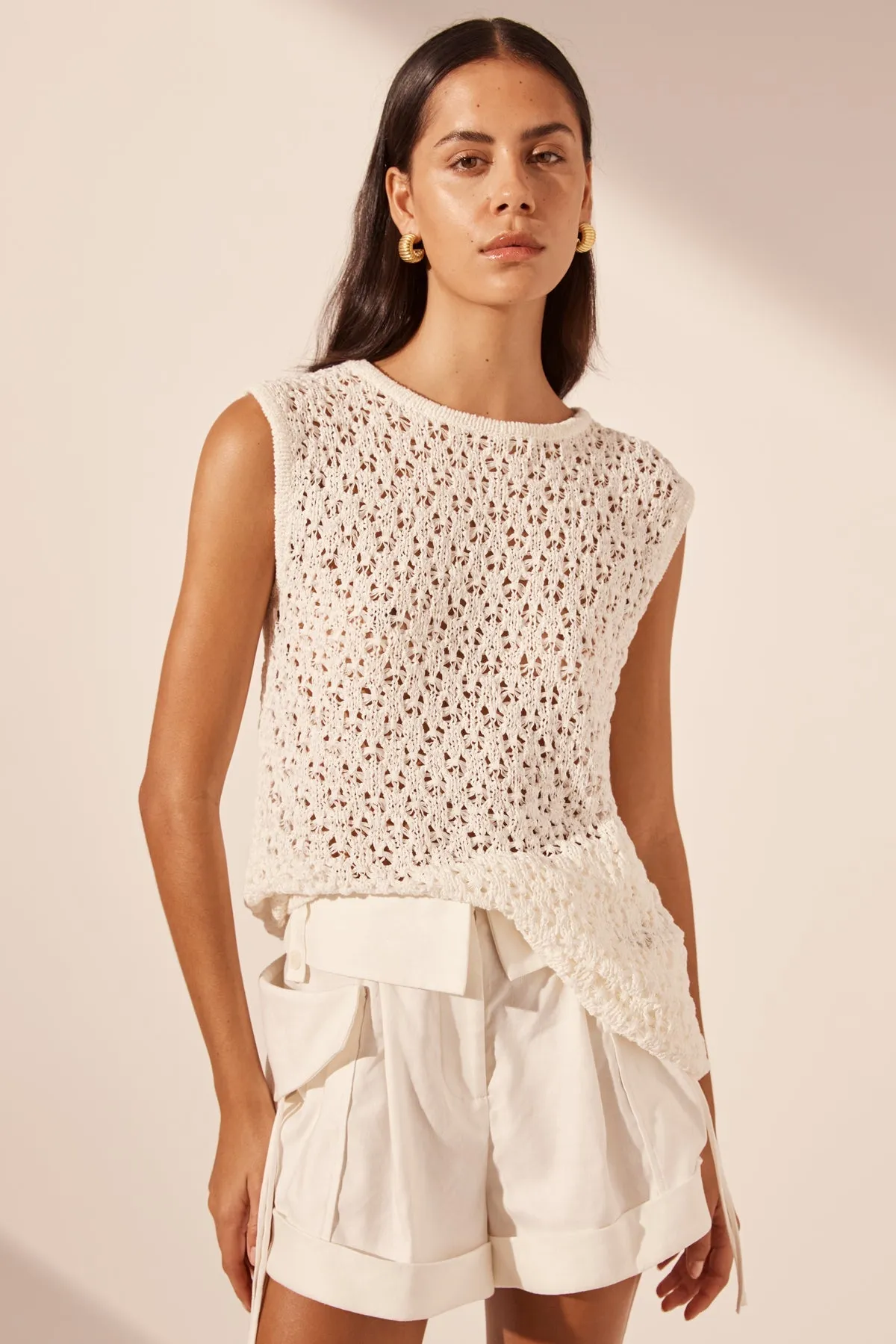 EMILIO ROUND NECK TANK - RICE sold by Shona Joy product image thumbnail 2