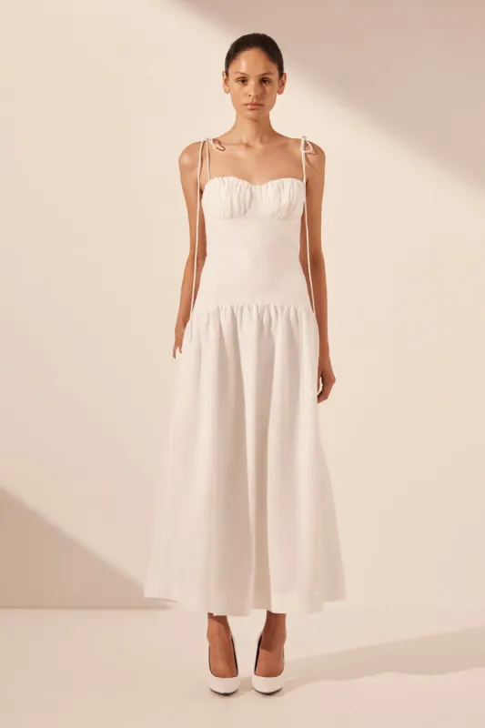 BLANC GATHERED MIDI DRESS sold by Shona Joy