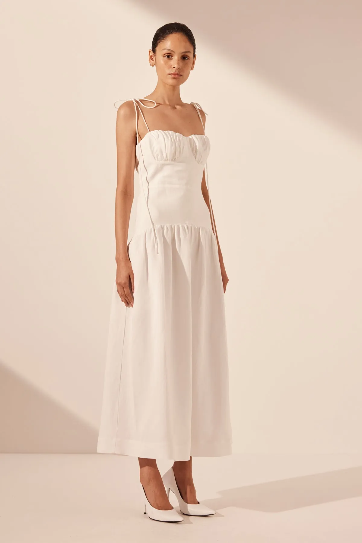 BLANC GATHERED MIDI DRESS sold by Shona Joy product image thumbnail 3