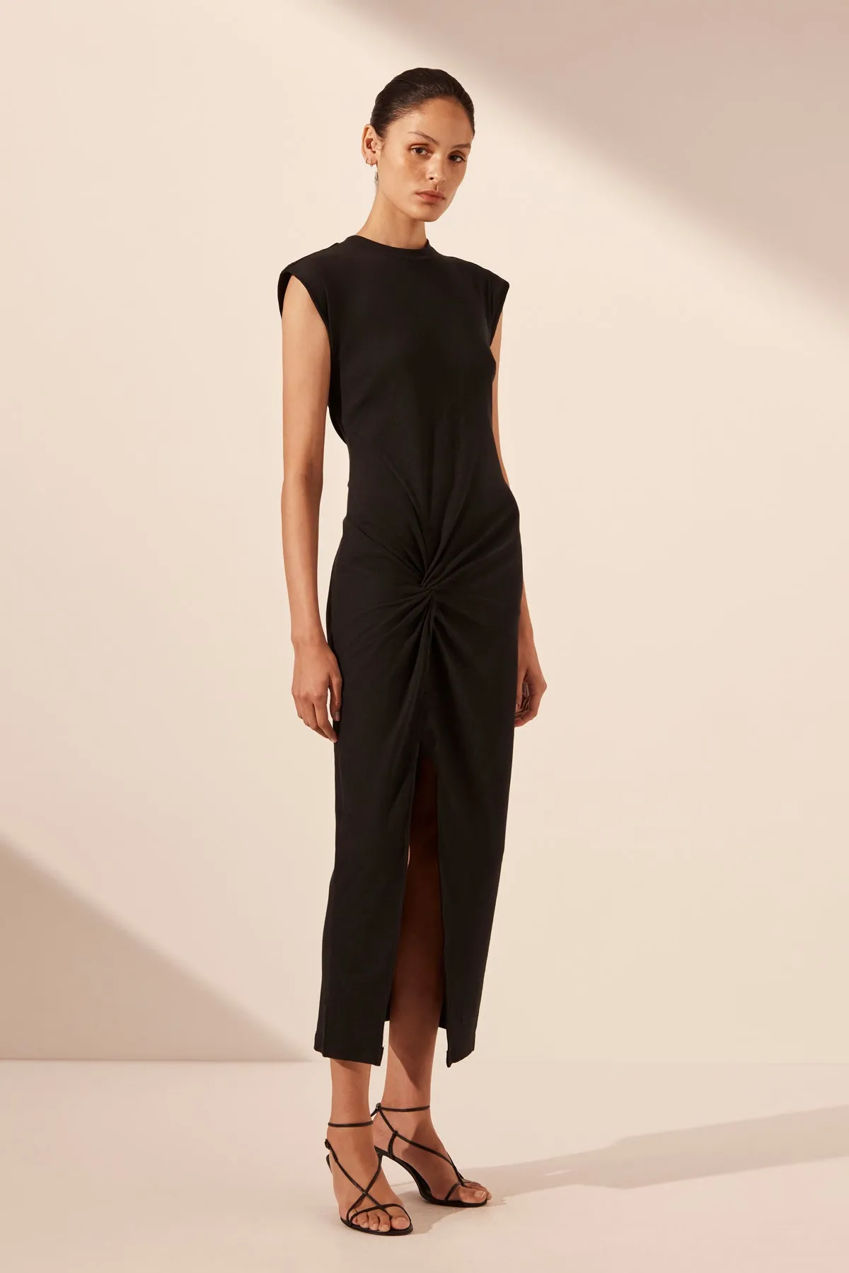 ABY TWIST MIDI DRESS - BLACK sold by Shona Joy product image thumbnail 3