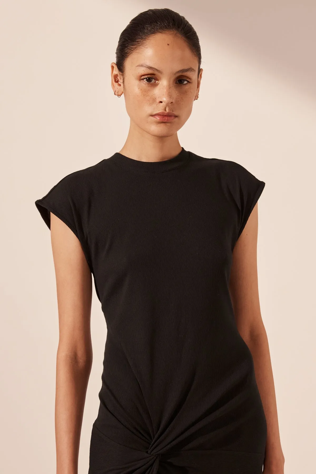 ABY TWIST MIDI DRESS - BLACK sold by Shona Joy product image thumbnail 2