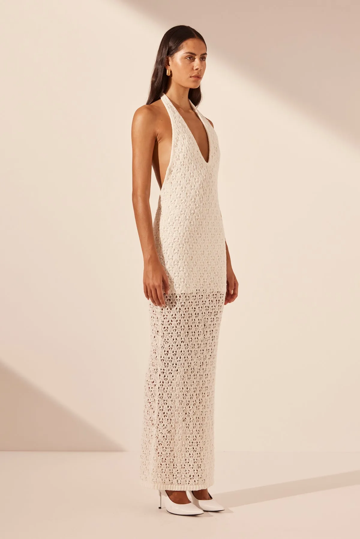 EMILIO HALTER OPEN BACK MAXI DRESS - RICE sold by Shona Joy product image thumbnail 3