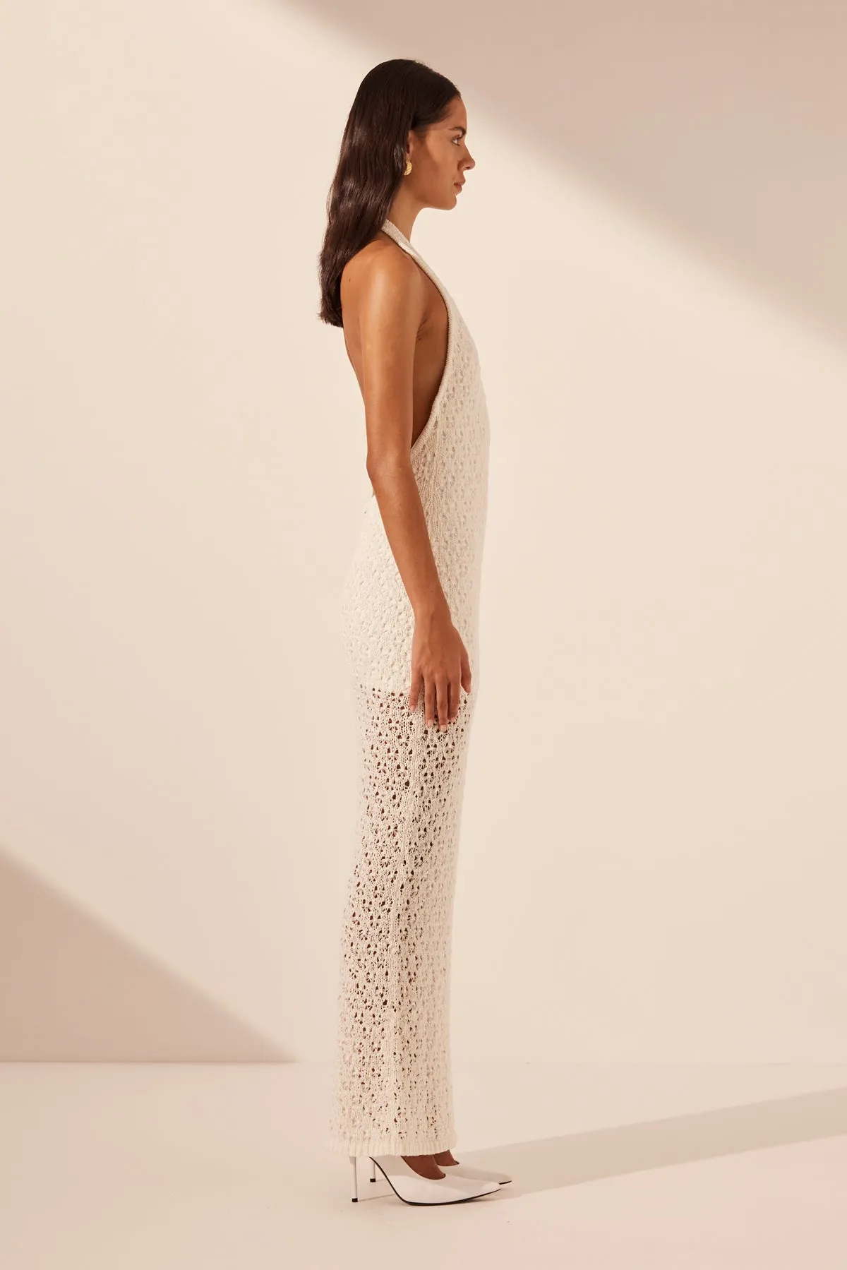 EMILIO HALTER OPEN BACK MAXI DRESS - RICE sold by Shona Joy product image thumbnail 4