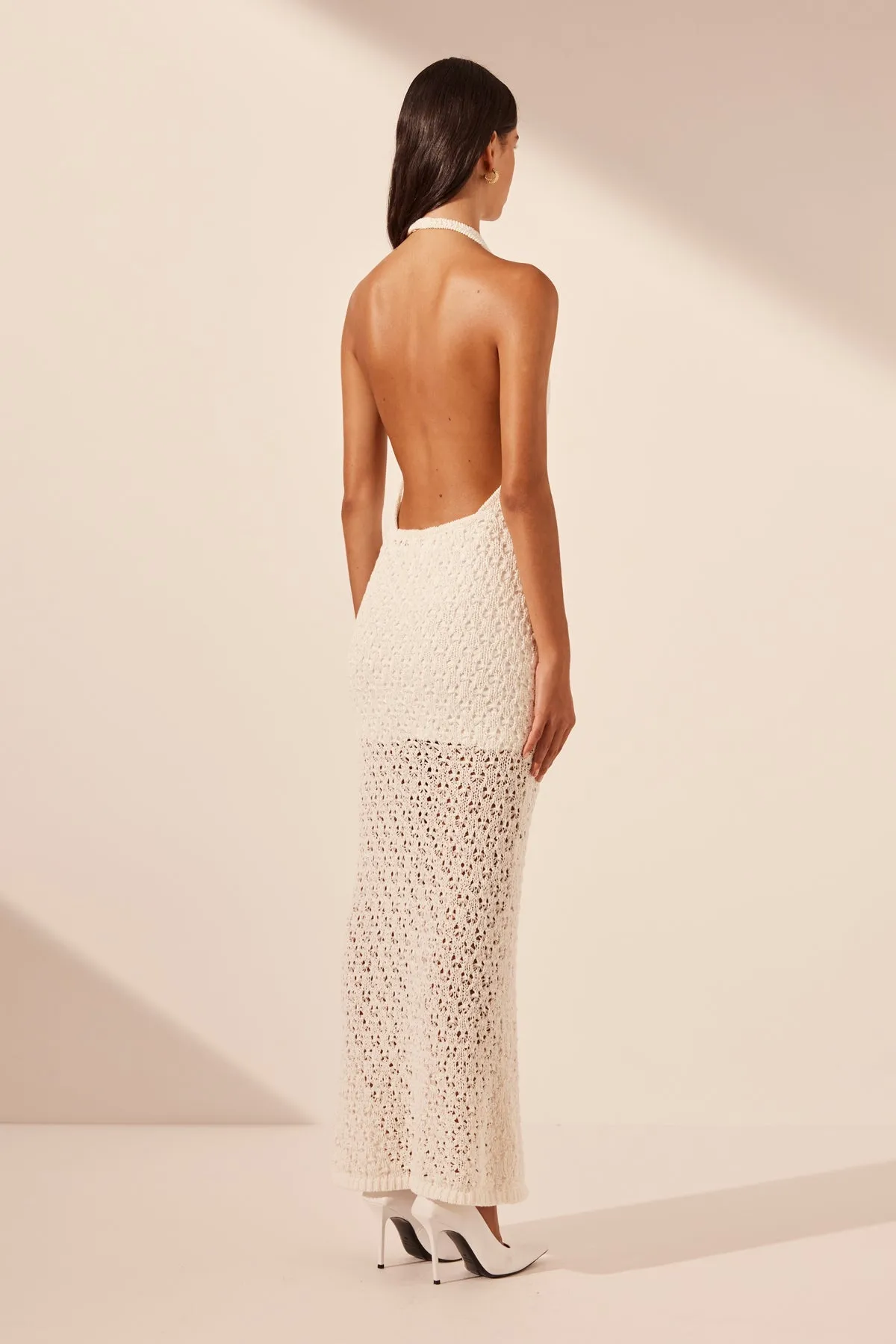 EMILIO HALTER OPEN BACK MAXI DRESS - RICE sold by Shona Joy product image thumbnail 5