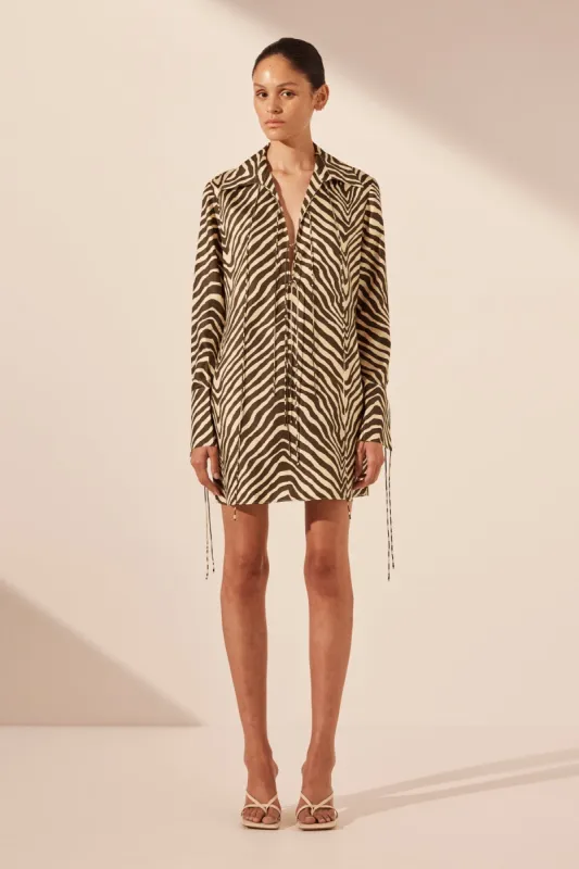 SANA SILK SHIRT TIE MINI DRESS sold by Shona Joy