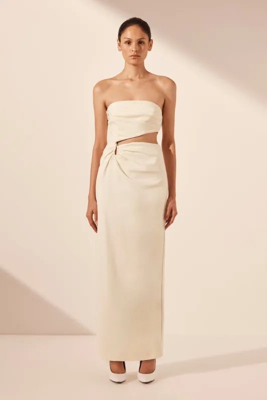 LANI STRAPLESS CUT OUT MAXI DRESS - RICE sold by Shona Joy