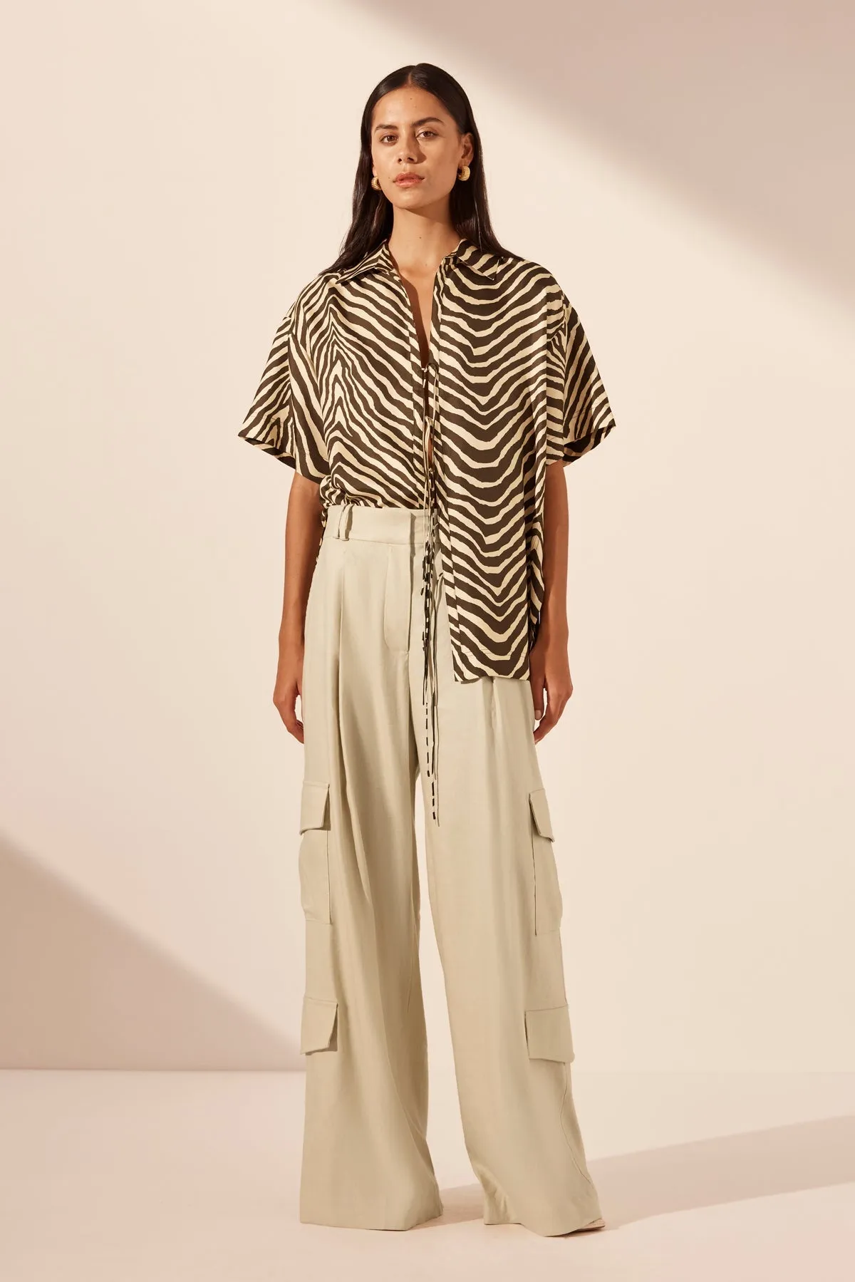 SANA SILK SHORT SLEEVE TIE SHIRT sold by Shona Joy