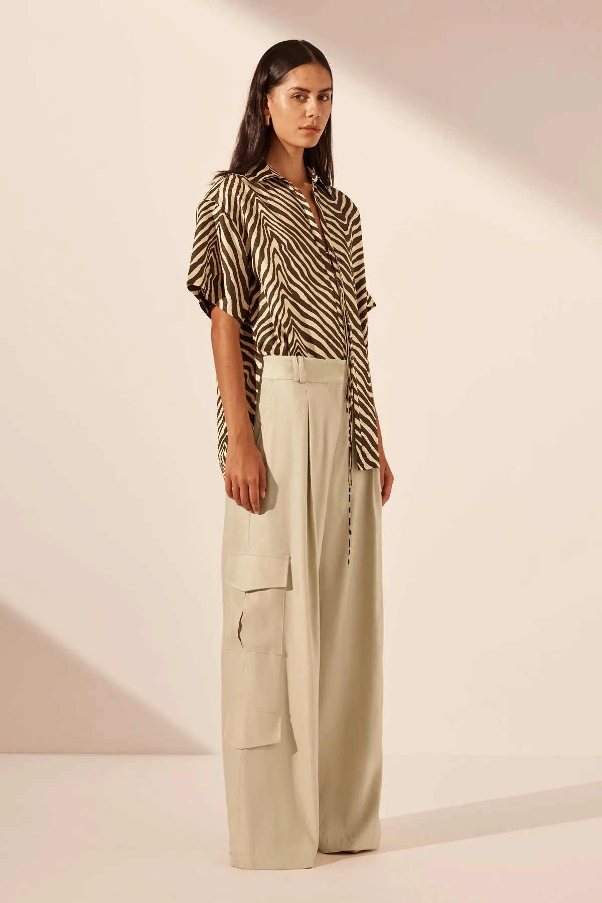 SANA SILK SHORT SLEEVE TIE SHIRT sold by Shona Joy product image thumbnail 3